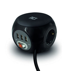 Act Cube Pdu Steckdosenleiste Mit 3 Ausgängen Und Usb-Ports (Europäische Steckdose) - Ac2400