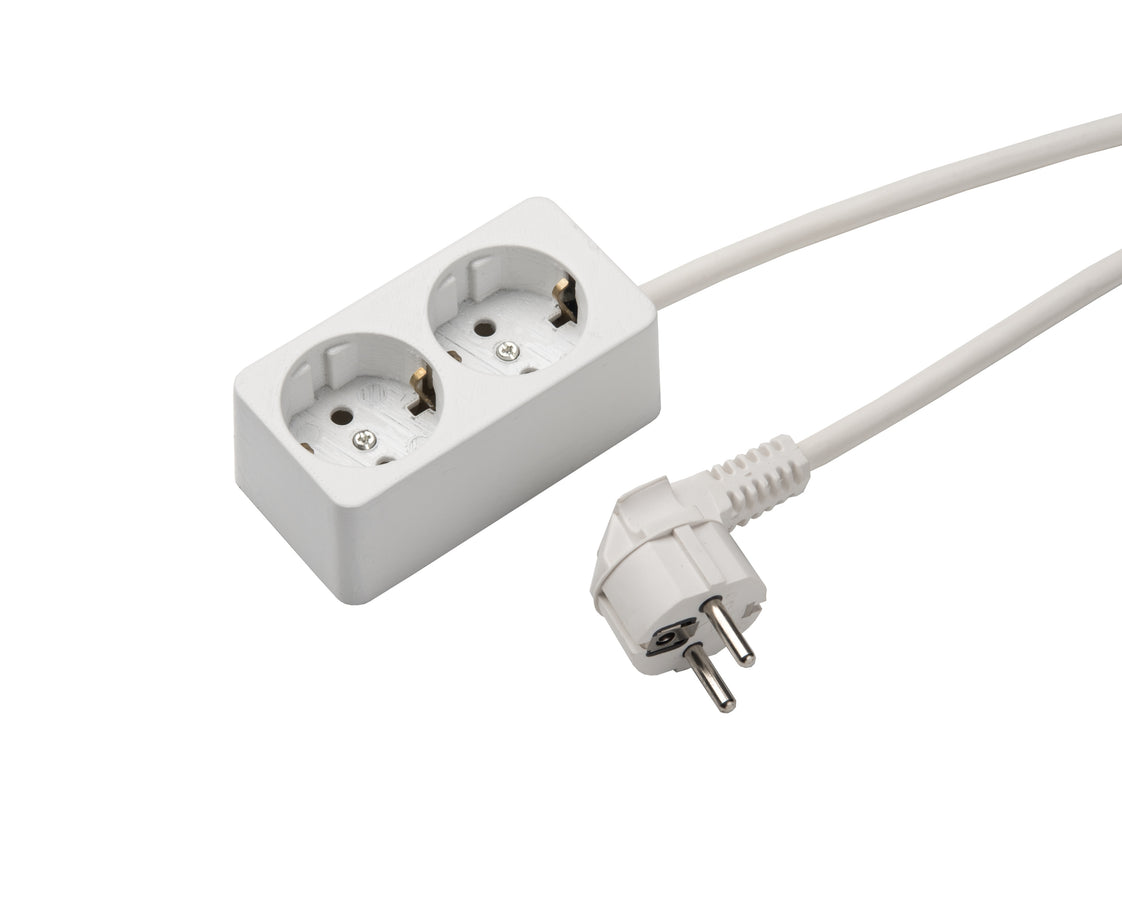 Martin Kaiser 2-Wege Arctic White Buchse mit 1,5m Kabel (Europäische Steckdose) - 537ZL/15W/kws [10 Stück]