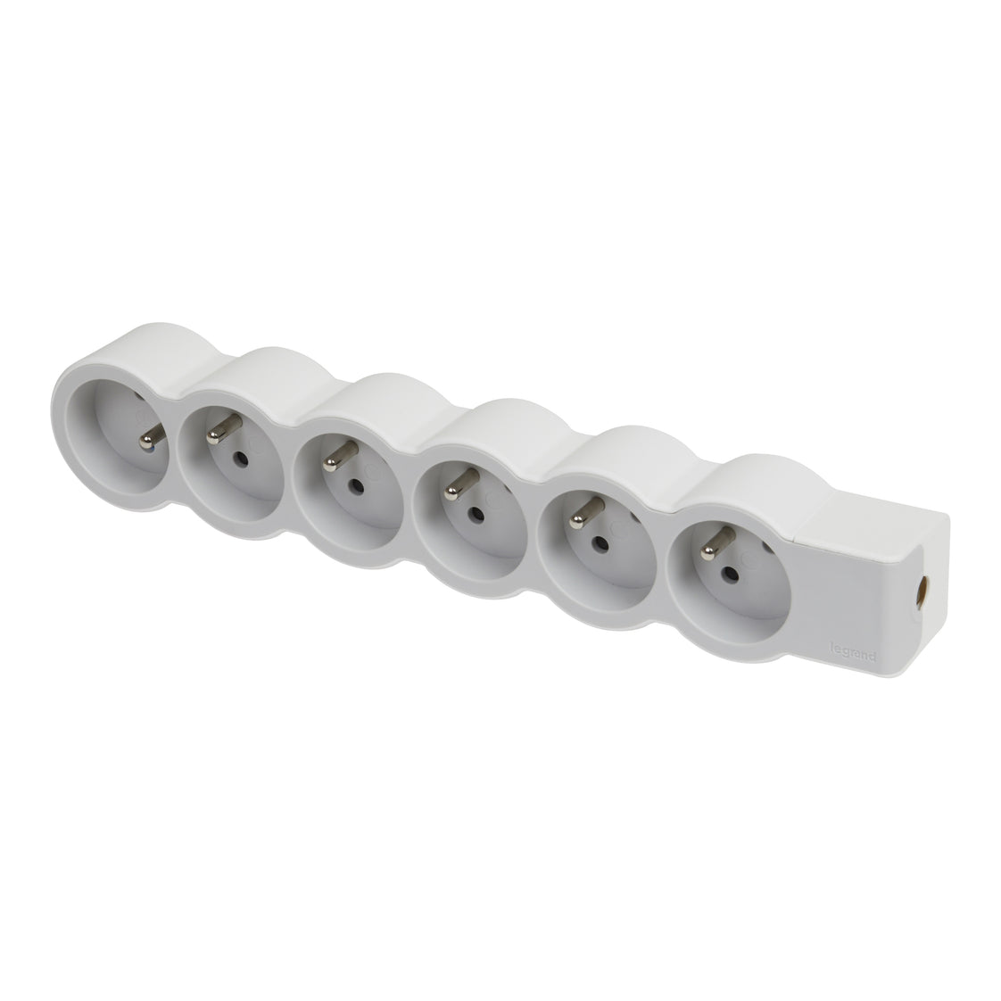 Beinrand Standard-Buchse 6x2P mit Boden ohne Kabel weiß-grau (Europäische Steckdose) - 049499 [10 Stück]