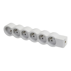 Beinrand Standard-Buchse 6x2P mit Boden ohne Kabel weiß-grau (Europäische Steckdose) - 049499 [10 Stück]