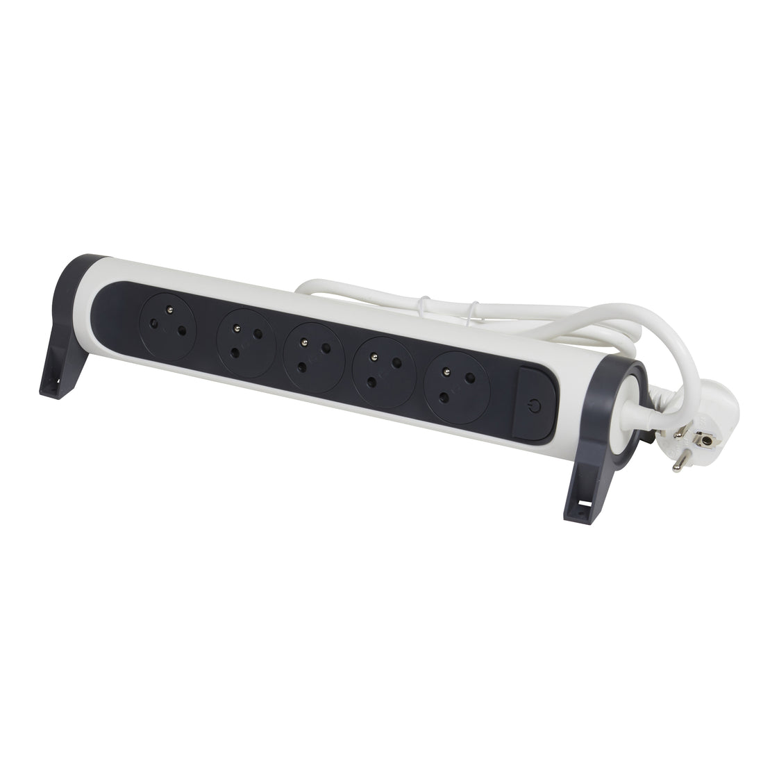 Legrand Premium Buchse 5x2P Mit Erde Und 3m Kabel Schwarz Weiß (Europäische Steckdose) - 049461 [5 Stück]