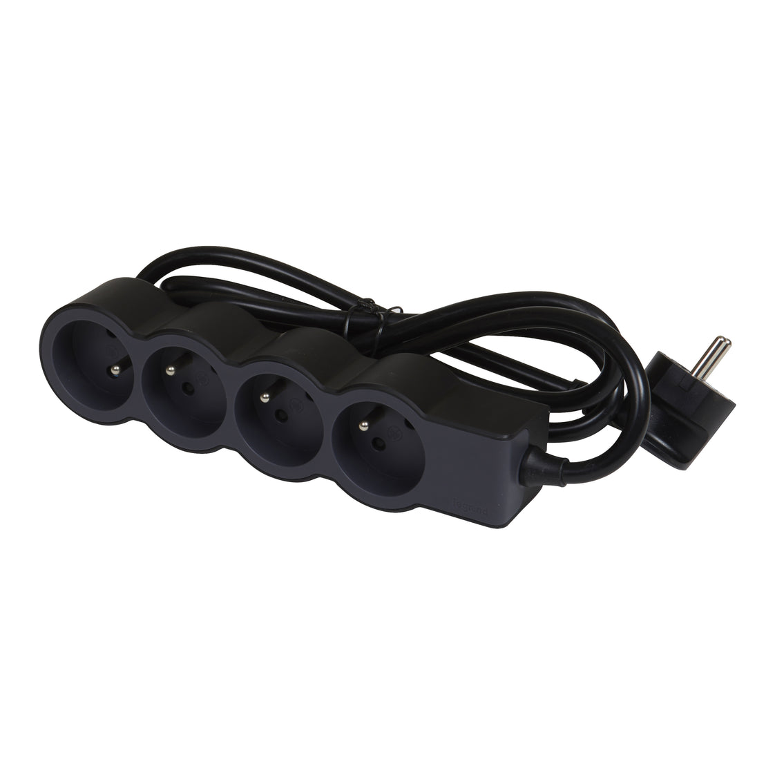 Beinrand Standard-Buchse 4x2P mit 1,5M Kabel Schwarz (Europäische Steckdose) - 049478 [10 Stück]