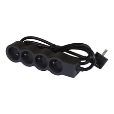 Beinrand Standard-Buchse 4x2P mit 1,5M Kabel Schwarz (Europäische Steckdose) - 049478 [10 Stück]