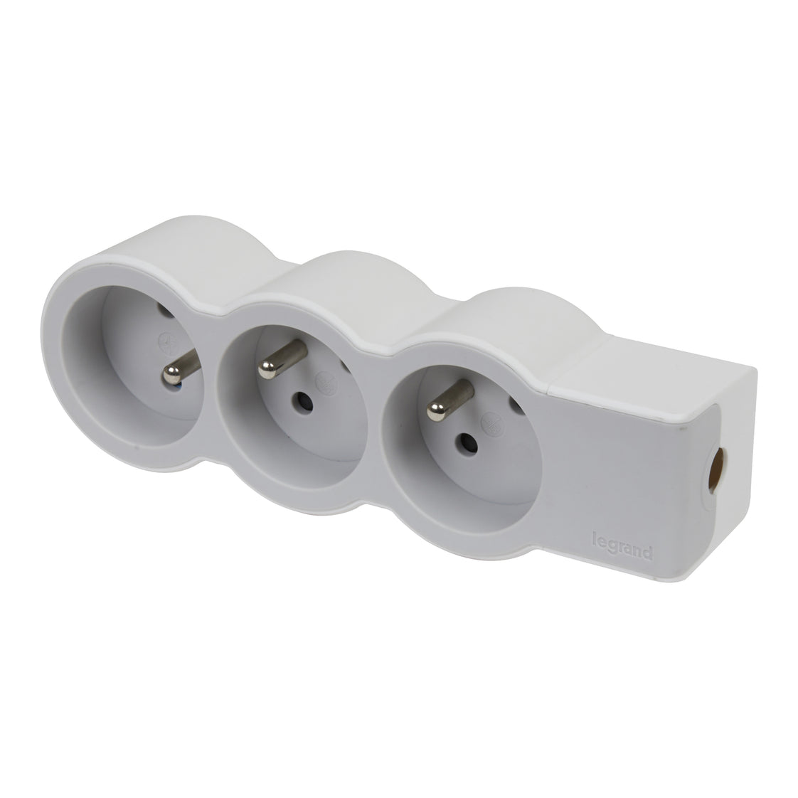 Beinrand Standard-Buchse 3x2P mit Erde ohne Kabel weiß-grau (Europäische Steckdose) - 049496 [10 Stück]