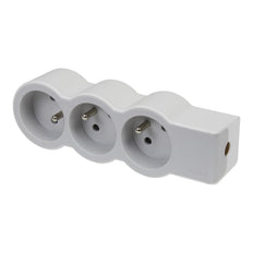Beinrand Standard-Buchse 3x2P mit Erde ohne Kabel weiß-grau (Europäische Steckdose) - 049496 [10 Stück]