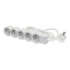 Standard-Buchse 5x2P mit Erdung 3m Kabel weiß-grau (Europäische Steckdose) - 049492 [10 Stück]
