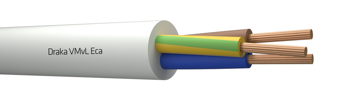 Draka VMVL Eca 3G1 Weiße Flexible Vinyl Kabel - 803871 [100 Meter]