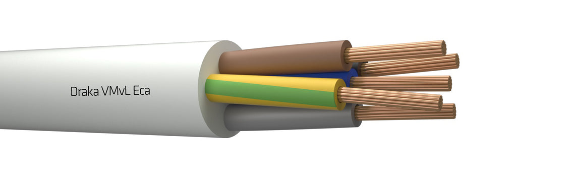 Draka VMVL 5G1.5 Flexibles Vinylkabel Weiß Eca Klasse - 803875 [100 Meter]