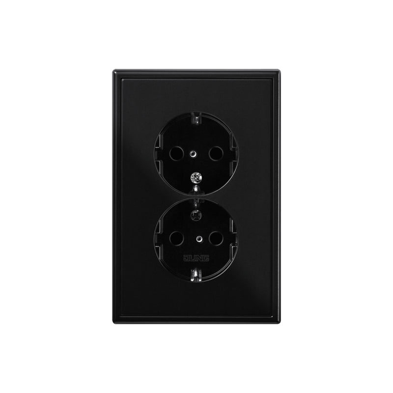 Jung LS990 Schwarze Doppelsteckdose Mit Sicherheitskontakt (Europäische Steckdose) - LS5015SW