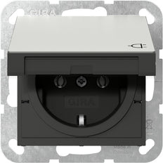 Gira System 55 Edelstahl Schuko Steckdose Mit Scharnierabdeckung - 4454600
