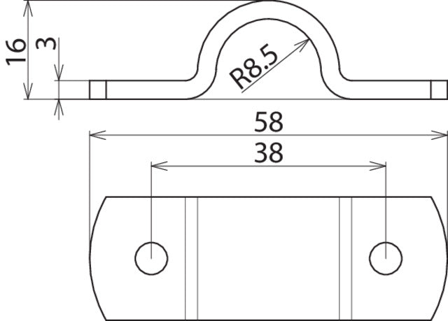 Dehnstollen Al Rd16 mit Bohrungsabstand 38mm 2XM6 - 490022 [100 Stück]