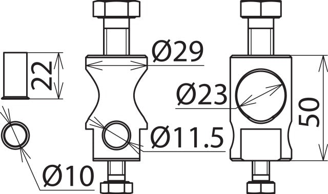 Dehnungs-Aluminiumbefestigungsbolzen mit 11mm und 23mm Bohrung - 105229 [10 Stück]