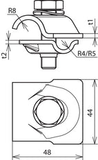 Dehn MV Klemme 8-10/16mm Edelstahl mit Sechskantschraube - 392059