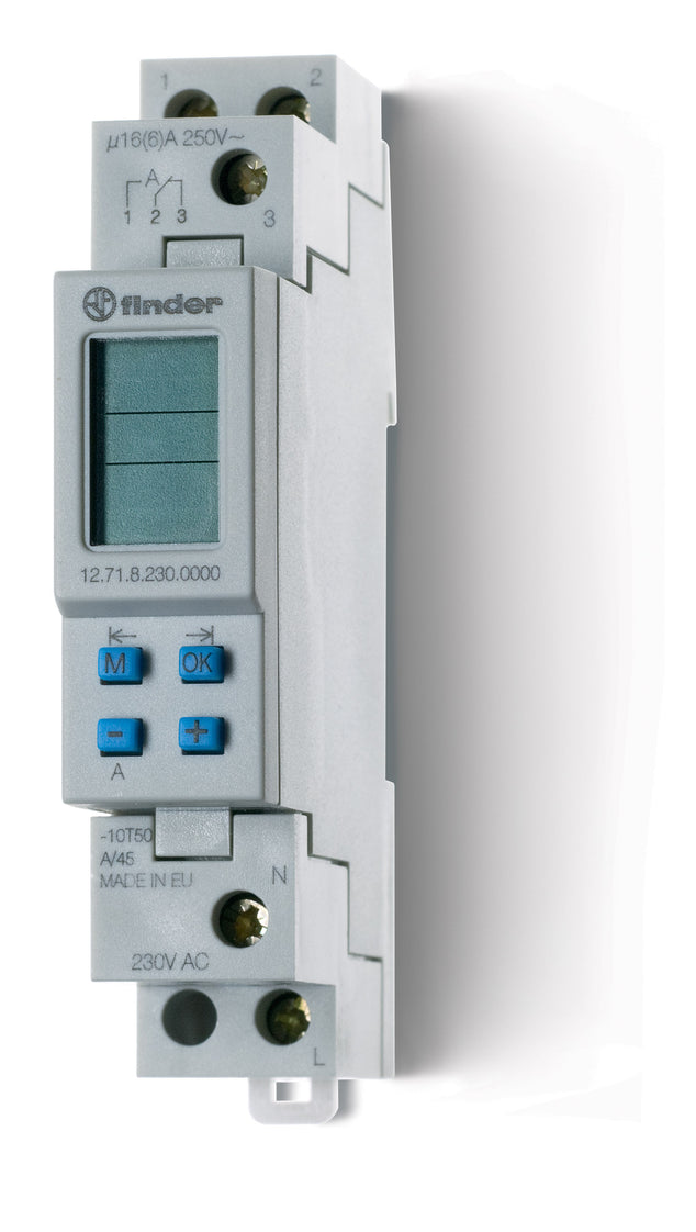 Finder Digitaler Wöchentlicher Timer Schalter 16A 230V DIN Schiene - 12.71.8.230.0000