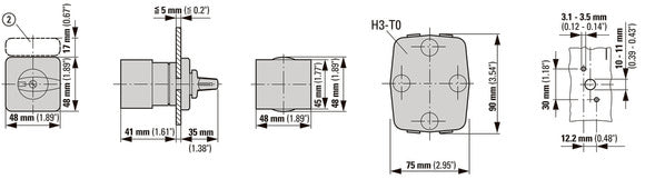 T0 Serie Steuerungsschalter 20A Hand-0-Auto IP65 Panelmontage - 019872