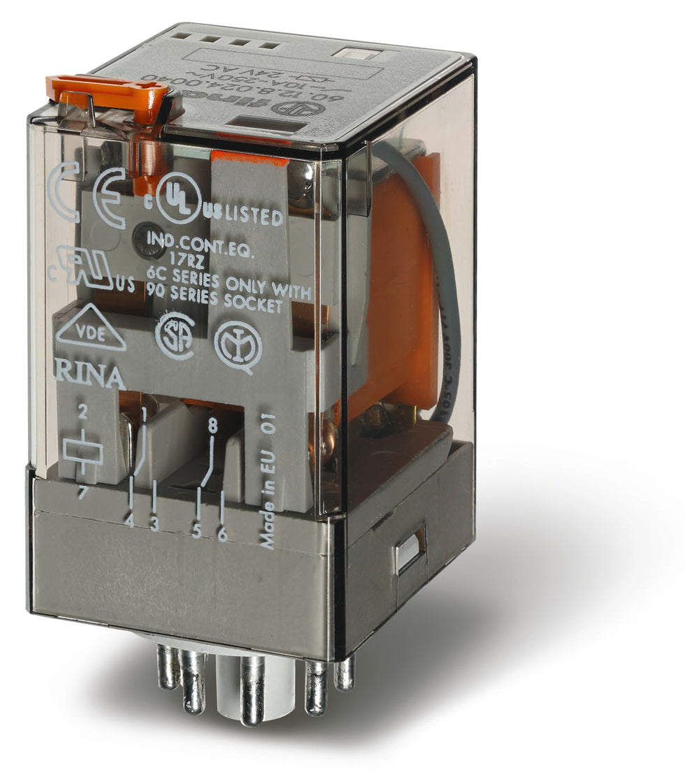 Finder Industrie Relais 24 V DC 10 A Doppelkontakt Mit Test - 60.12.9.024.0040