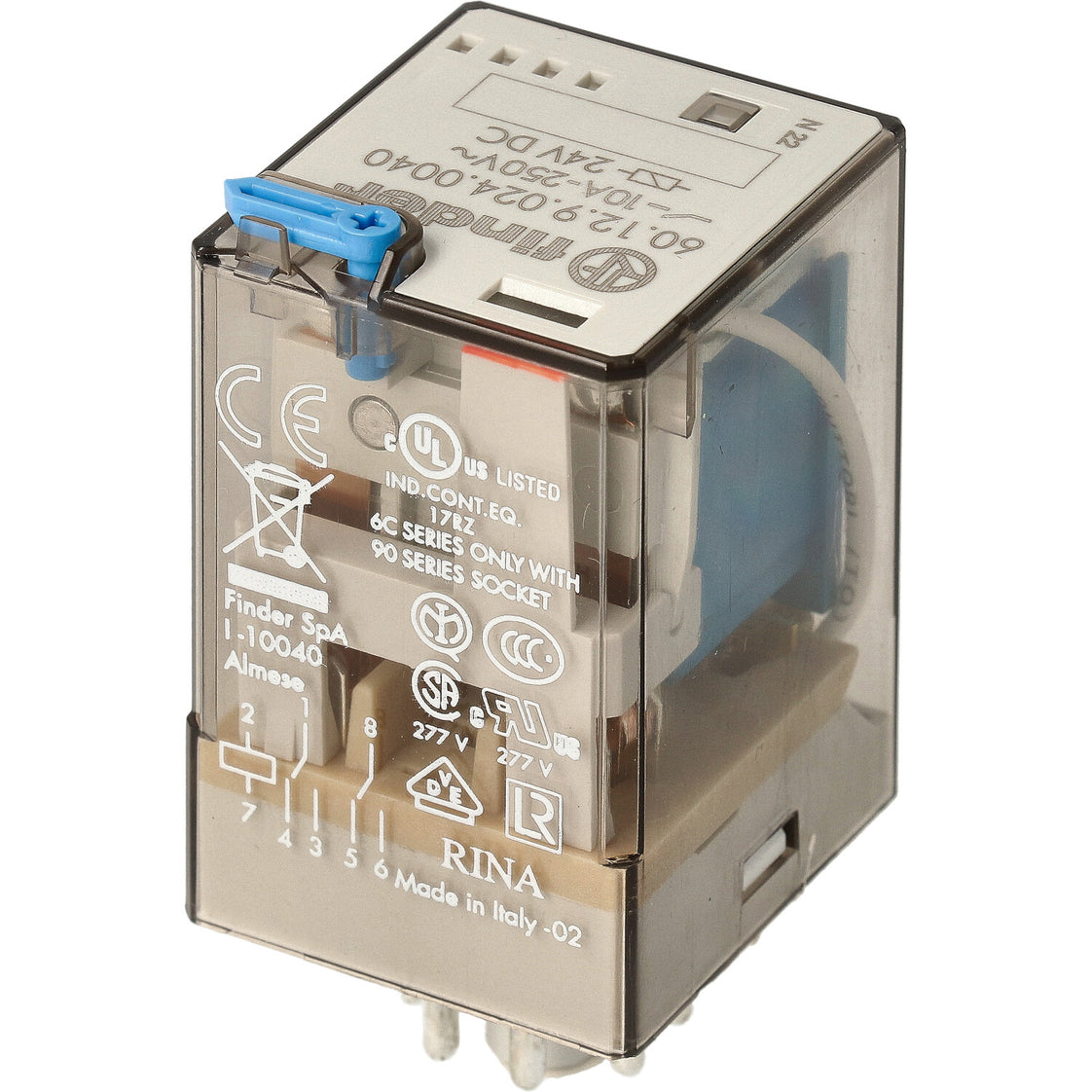 Finder Industrie Relais 24 V DC 10 A Doppelkontakt Mit Test - 60.12.9.024.0040