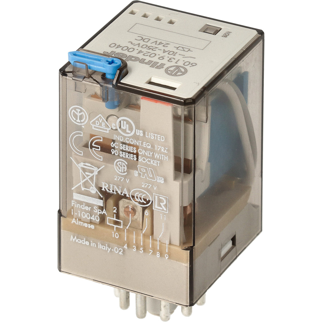 Finder Industrielles Relais 3CO 10A 24VDC Mit Testtaste - 60.13.9.024.0040