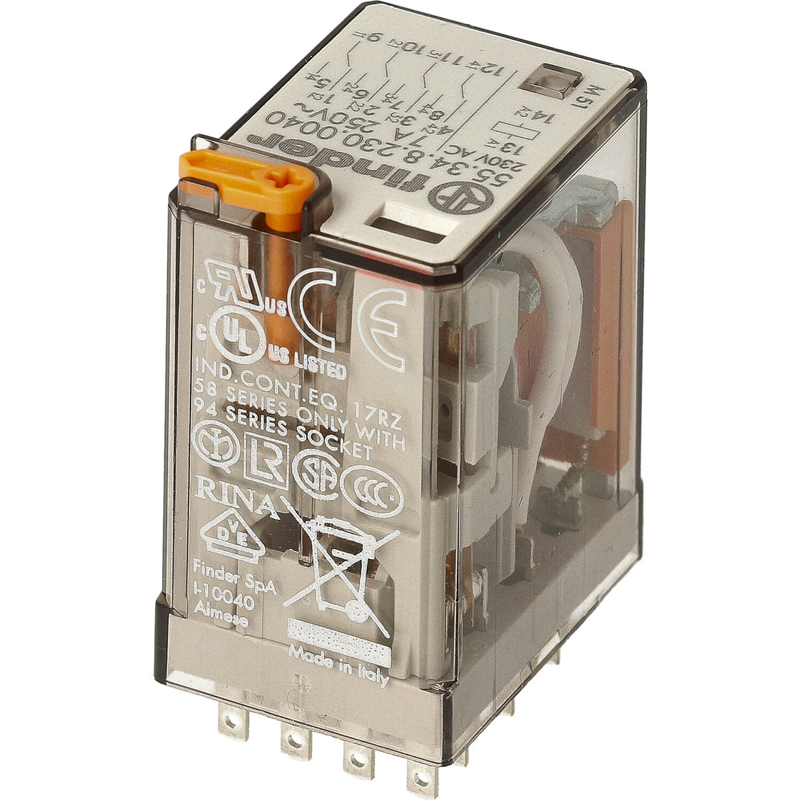 Finder 55.34 Industrielles Relais 4CO 7A 230VAC Mit Testtaste - 55.34.8.230.0040