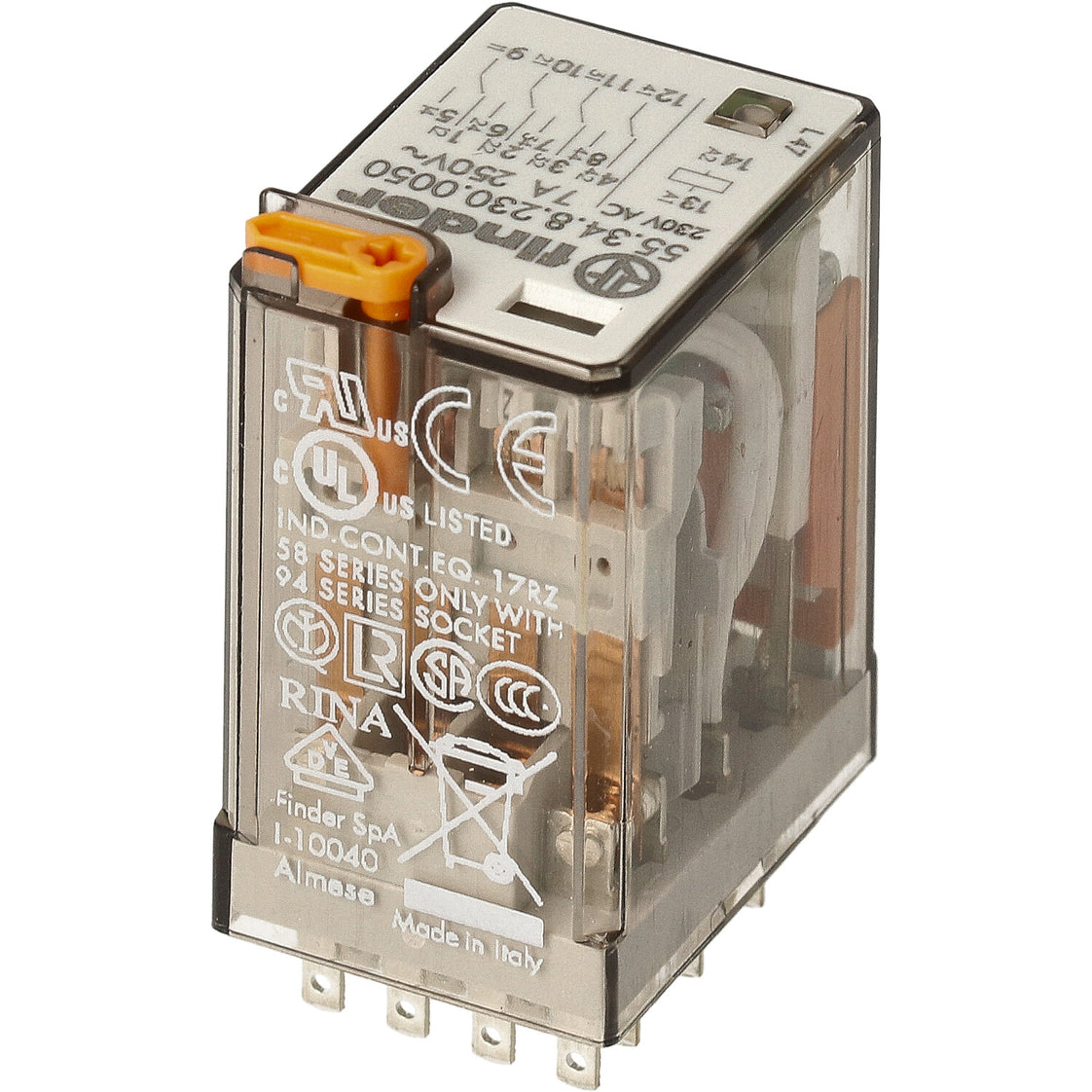 Finder 4CO Mini Industrielles Relais 7A 230V AC Mit LED-Test - 55.34.8.230.0050