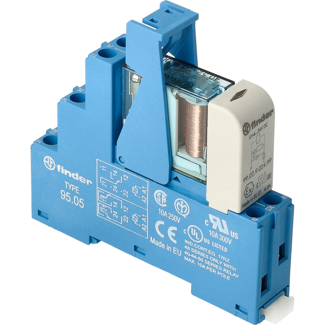 Finder 48.52 Duale Schnittstellenrelais 8A 24VDC AgNi LED - 48.52.7.024.0050