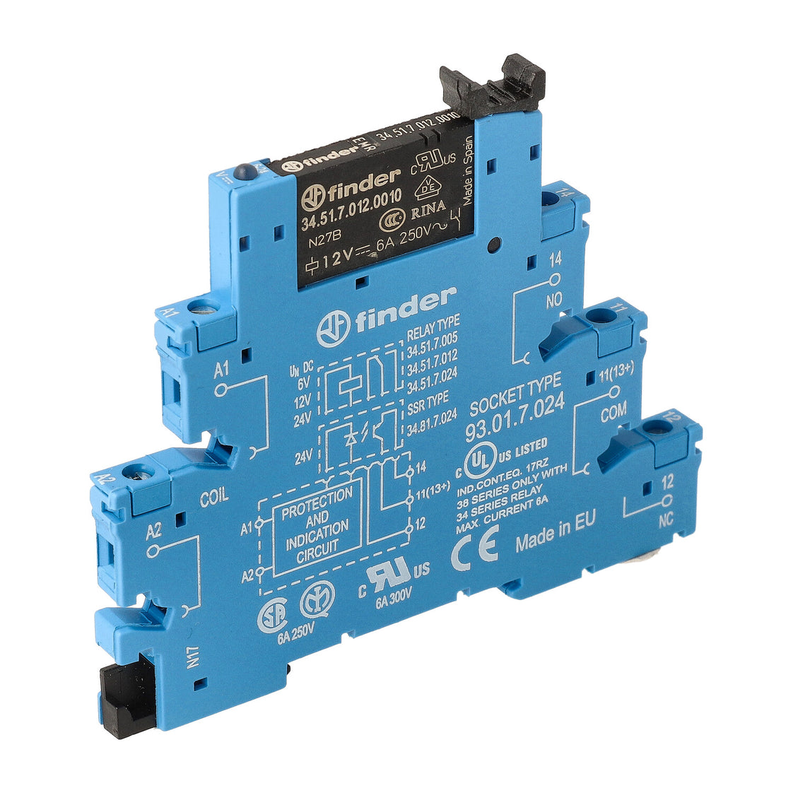 Finder Schnittstellenrelais-Modul 6A 12VDC Einpolig - 38.51.7.012.0050