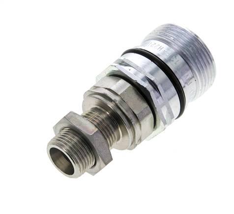 Stahl DN 12,5 Hydraulikkupplung Muffe 12 mm S Druckring Schottwand ISO 14541/8434-1 D M36 x 2