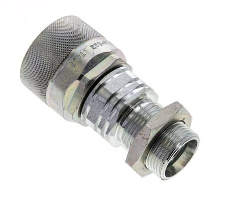 Stahl DN 20 Hydraulikkupplung Stopfen 22 mm L Druckring Schottwand ISO 14541/8434-1 D M42 x 2