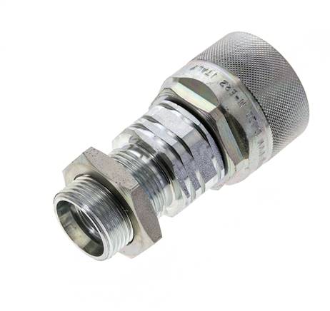 Stahl DN 20 Hydraulikkupplung Stopfen 22 mm L Druckring Schottwand ISO 14541/8434-1 D M42 x 2