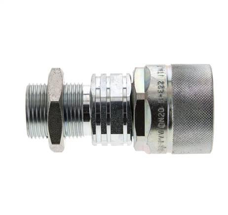 Stahl DN 20 Hydraulikkupplung Stopfen 22 mm L Druckring Schottwand ISO 14541/8434-1 D M42 x 2