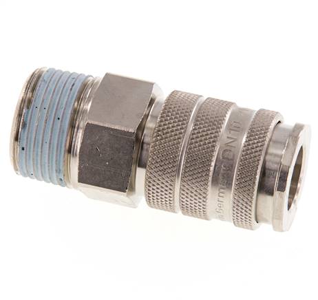 Messing vernickelt DN 10 Luftkupplungsmuffe R 3/4 Zoll Außengewinde