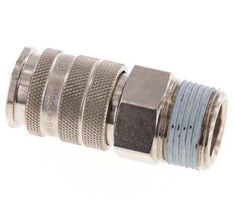Messing vernickelt DN 10 Luftkupplungsmuffe R 3/4 Zoll Außengewinde