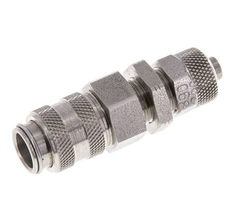 Edelstahl DN 5 Luftkupplung Muffe 6x8 mm Überwurfmutter Bulkhead Doppelabsperrung