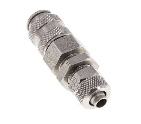 Edelstahl DN 5 Luftkupplung Muffe 6x8 mm Überwurfmutter Bulkhead Doppelabsperrung