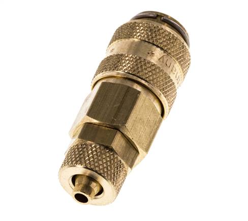 Messing DN 5 Luftkupplung Muffe 4x6 mm Überwurfmutter Doppelabsperrung