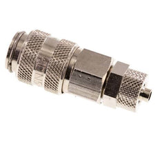 Messing vernickelt DN 5 Luftkupplungsmuffe 4x6 mm Überwurfmutter Doppelabsperrung