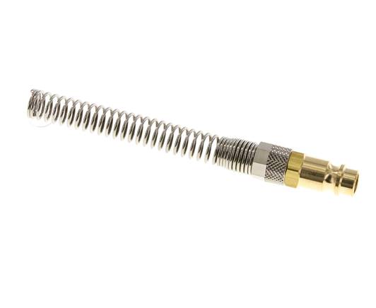 Messing DN 7,2 (Euro) Luftkupplungsstecker 8x10 mm Überwurfmutter Bend-Protect mit Rückschlagventil