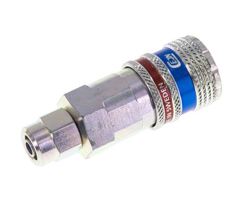 Stahl/Messing DN 7,6 (7,2 Euro) Sicherheitsluftkupplung Muffe 5x8 mm (streamline) Überwurfmutter
