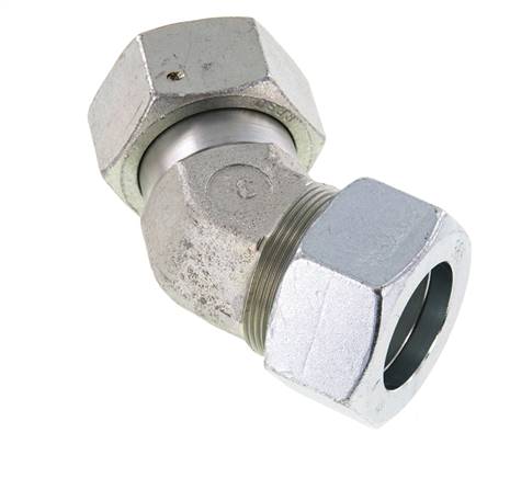 38S Verzinkter Stahl 45 Grad Schneidverschraubung mit Drehgelenk 315 bar NBR O-Ring Dichtungskonus Einstellbar ISO 8434-1