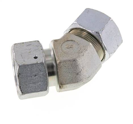30S Verzinkter Stahl 45 Grad Schneidverschraubung mit Drehgelenk 400 bar NBR O-Ring Dichtungskonus Einstellbar ISO 8434-1