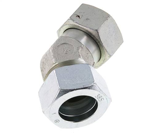 38S Verzinkter Stahl 45 Grad Schneidverschraubung mit Drehgelenk 315 bar NBR O-Ring Dichtungskonus Einstellbar ISO 8434-1