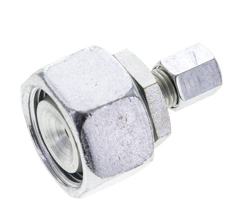 6L & 22L Verzinkter Stahl Gerade Schneidverschraubung mit Drehgelenk 160 bar NBR O-Ring Dichtungskonus ISO 8434-1