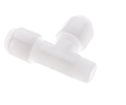 10x12mm & R3/8'' PP rechtwinklige T-Schlauchverschraubung mit Außengewinde 10bar/145psi
