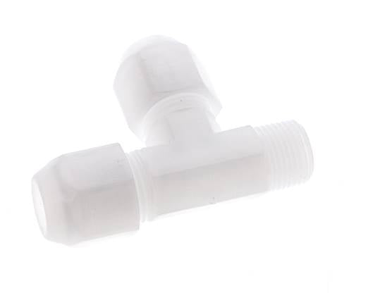 10x12mm & R3/8'' PP rechtwinklige T-Schlauchverschraubung mit Außengewinde 10bar/145psi