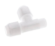 10x12mm & R3/8'' PP rechtwinklige T-Schlauchverschraubung mit Außengewinde 10bar/145psi