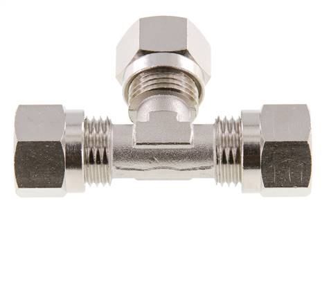 10L Messing vernickelt T-Shape T-Stück Schneidfitting 115 bar ISO 8434-1