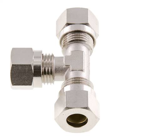 10L Messing vernickelt T-Shape T-Stück Schneidfitting 115 bar ISO 8434-1