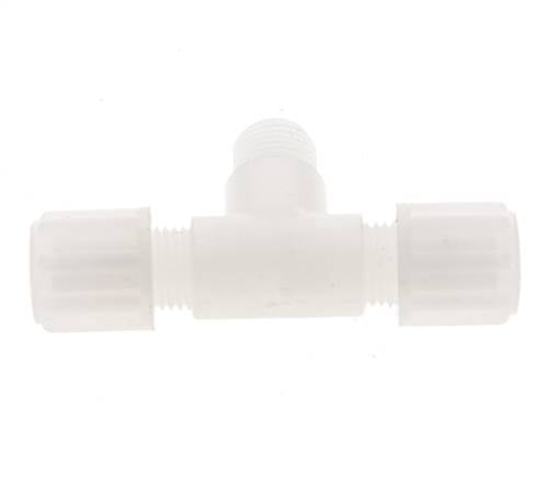 6x4mm & G1/8'' PVDF T-Shape T-Kompressionsfitting mit Außengewinde 10 bar