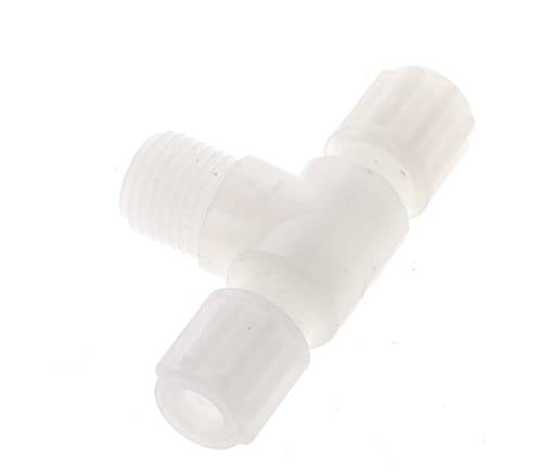 6x4mm & G1/4'' PVDF T-Shape T-Kompressionsfitting mit Außengewinde 10 bar