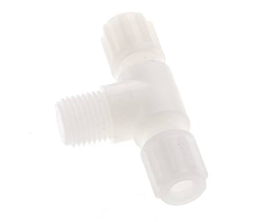 6x4mm & G1/4'' PVDF T-Shape T-Kompressionsfitting mit Außengewinde 10 bar